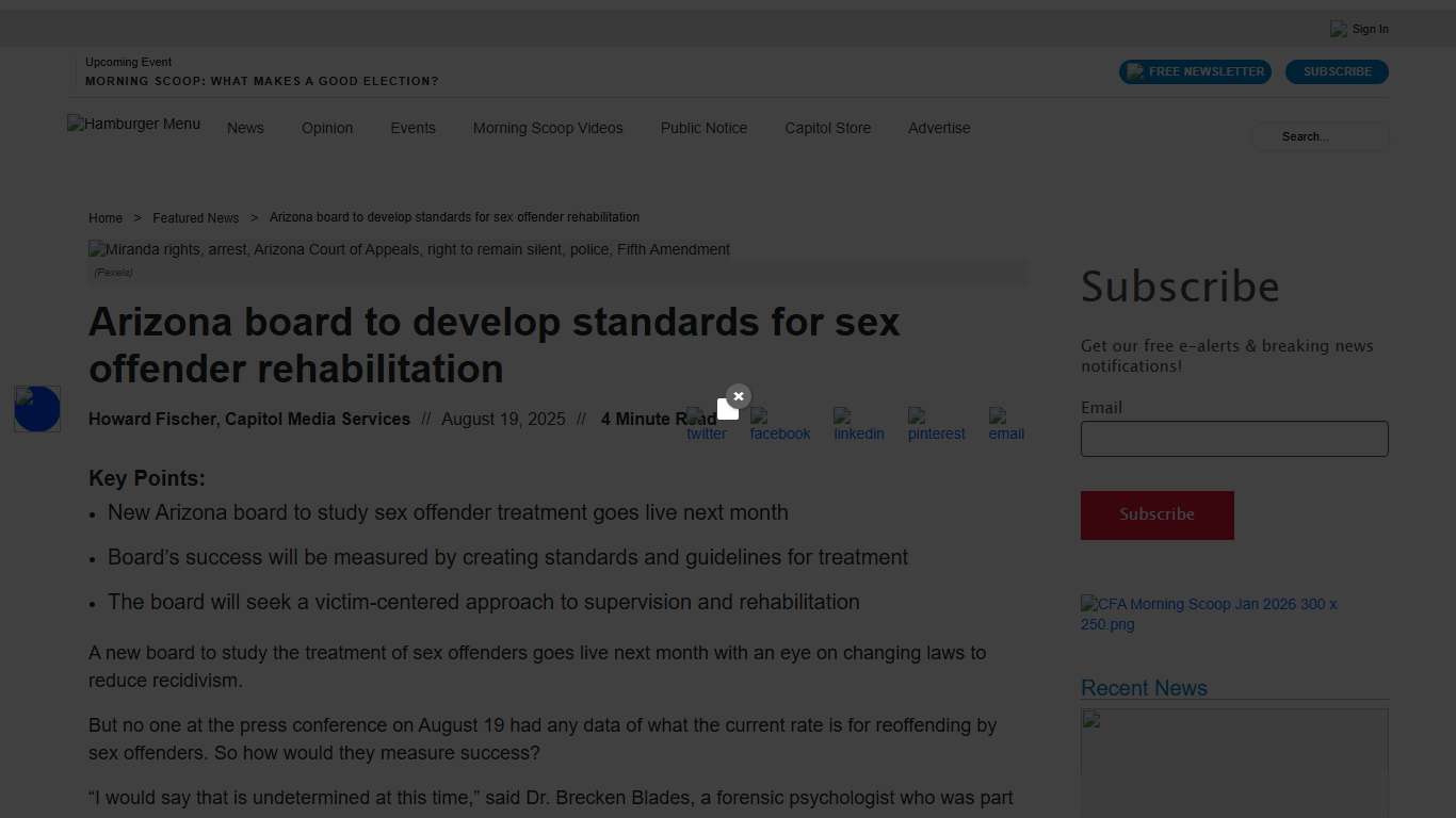 Arizona board to develop standards for sex offender rehabilitation Arizona Capitol Times